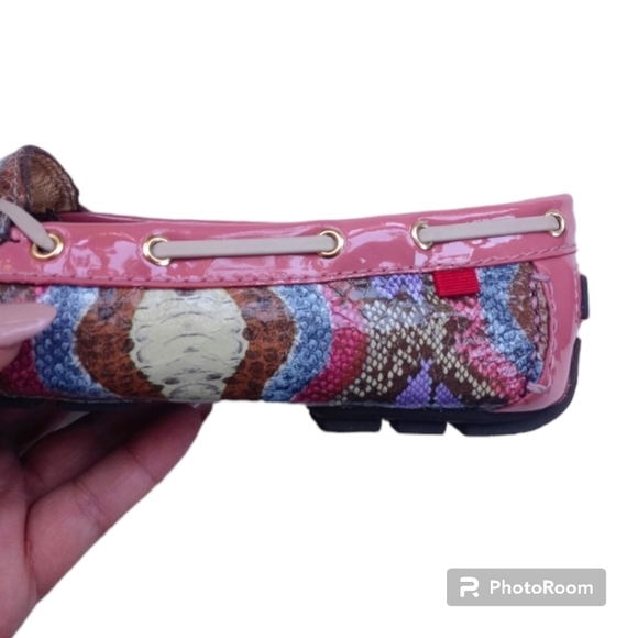 🩷Marc Joseph New York Cypress Hill Multi Camelia Snake Leather Moccasin S… - Picture 8 of 14